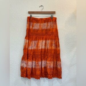 Metro Wear Orange and White Maxi Skirt
